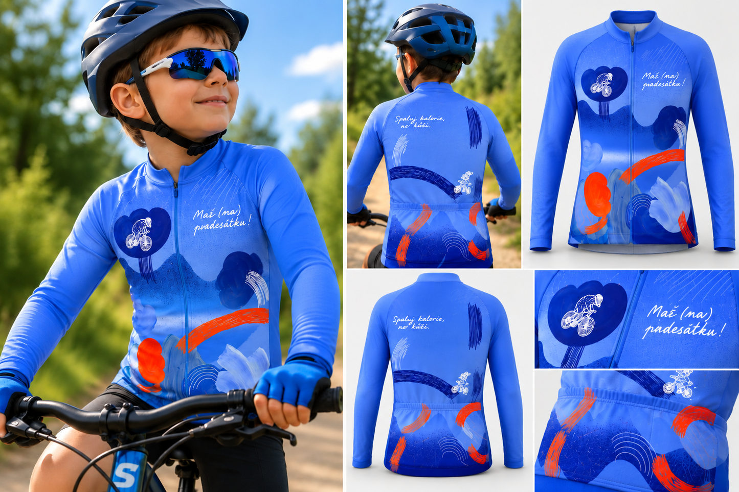 P50 x SWAM x Pihacheck: Dětský cyklistický dres SKINSAFE - modrý