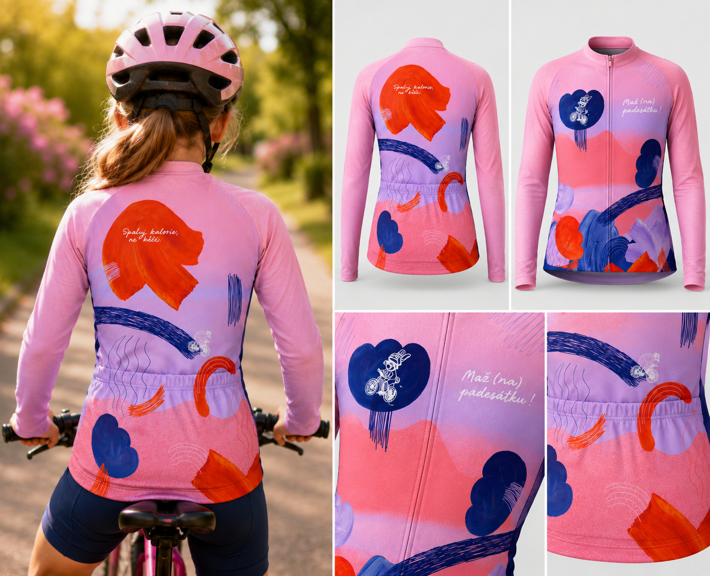 P50 x SWAM x Pihacheck: Dětský cyklistický dres SKINSAFE - růžový