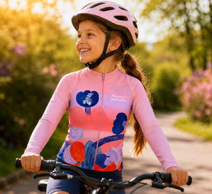 P50 x SWAM x Pihacheck: Dětský cyklistický dres SKINSAFE - růžový