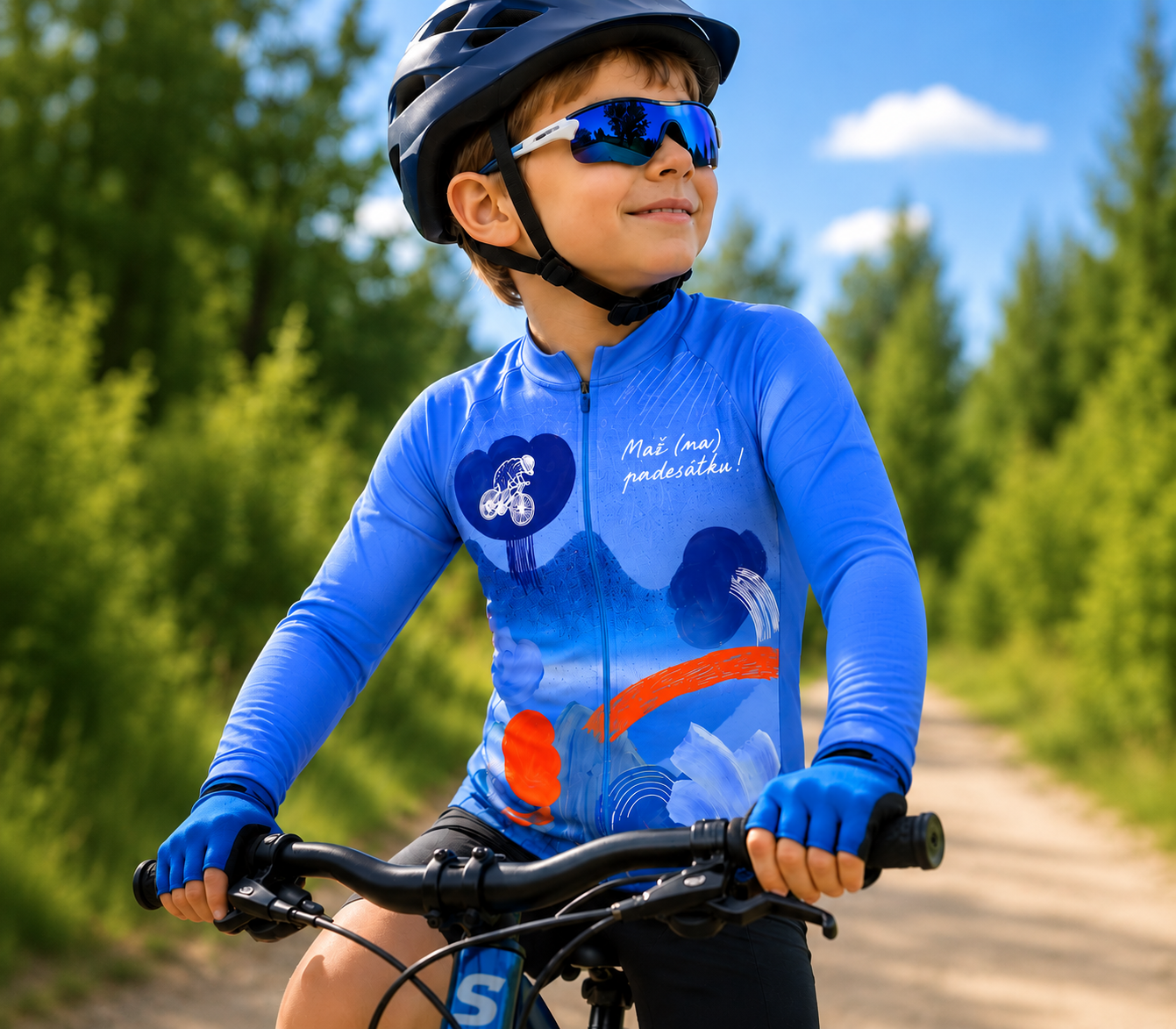 P50 x SWAM x Pihacheck: Dětský cyklistický dres SKINSAFE - modrý
